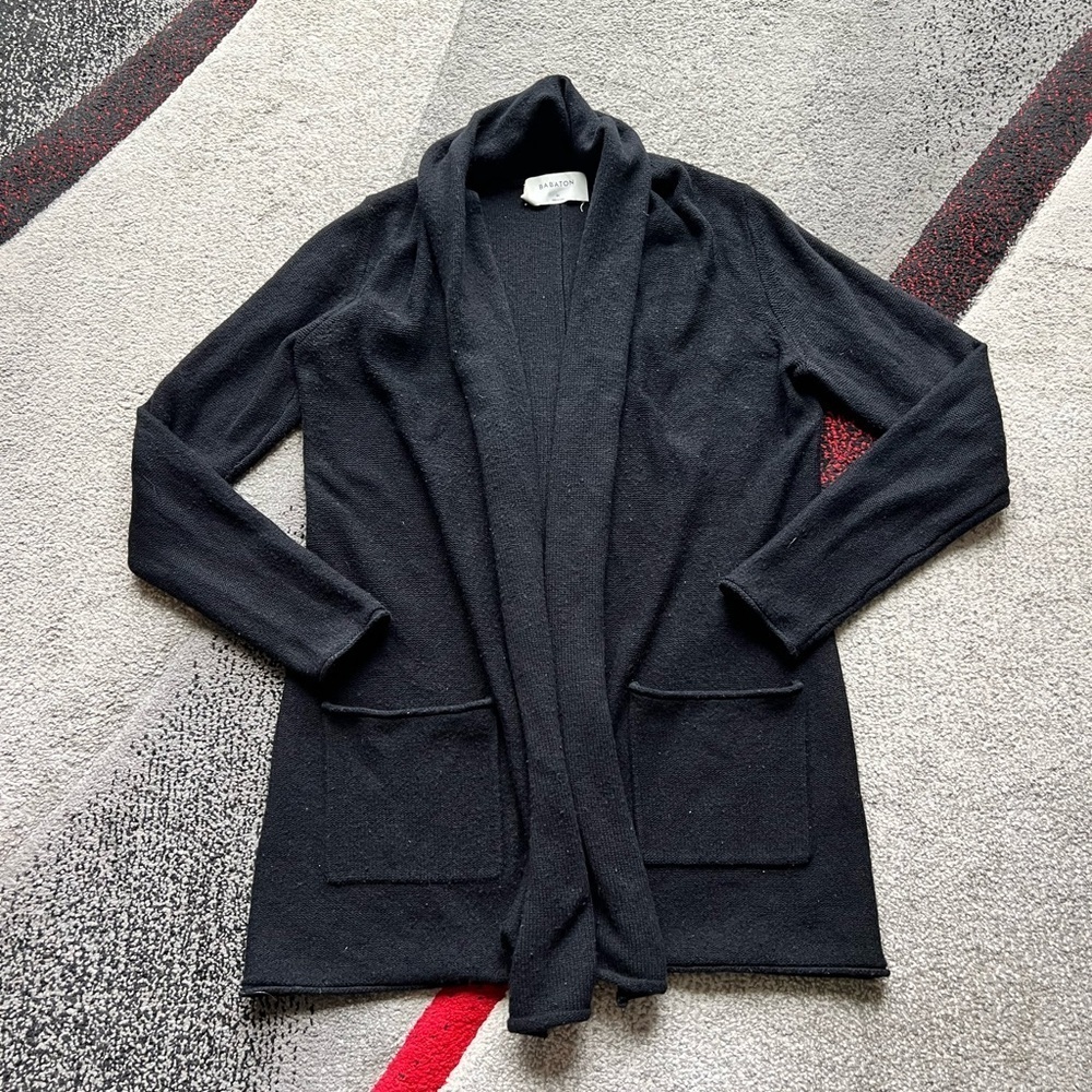 Aritzia Babaton Black Cashmere Blend Open Front Cardigan